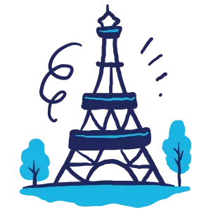 hand drawn illustration of the Eiffel Tower in Paris, France